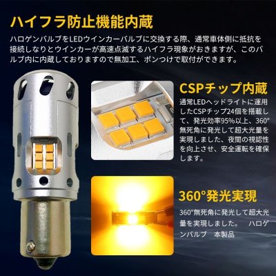 画像3: S25 2400LM アンバー シングル ピン角150° ファン/抵抗内蔵ウインカー