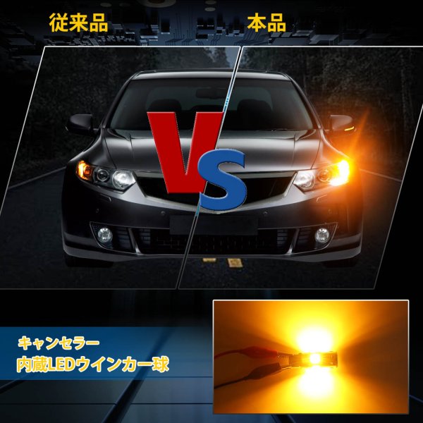 画像4: S25 2400LM アンバー シングル ピン角150° ファン/抵抗内蔵ウインカー (4)