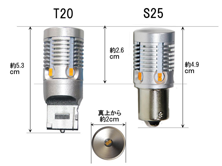 画像: T20 1600LM アンバー シングル ピンチ部違い 抵抗内蔵ウインカー